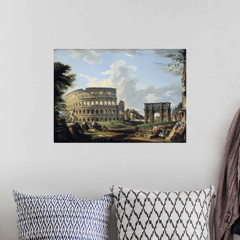 A bohemian room featuring Le Colisee et l'Arc de Constantin;