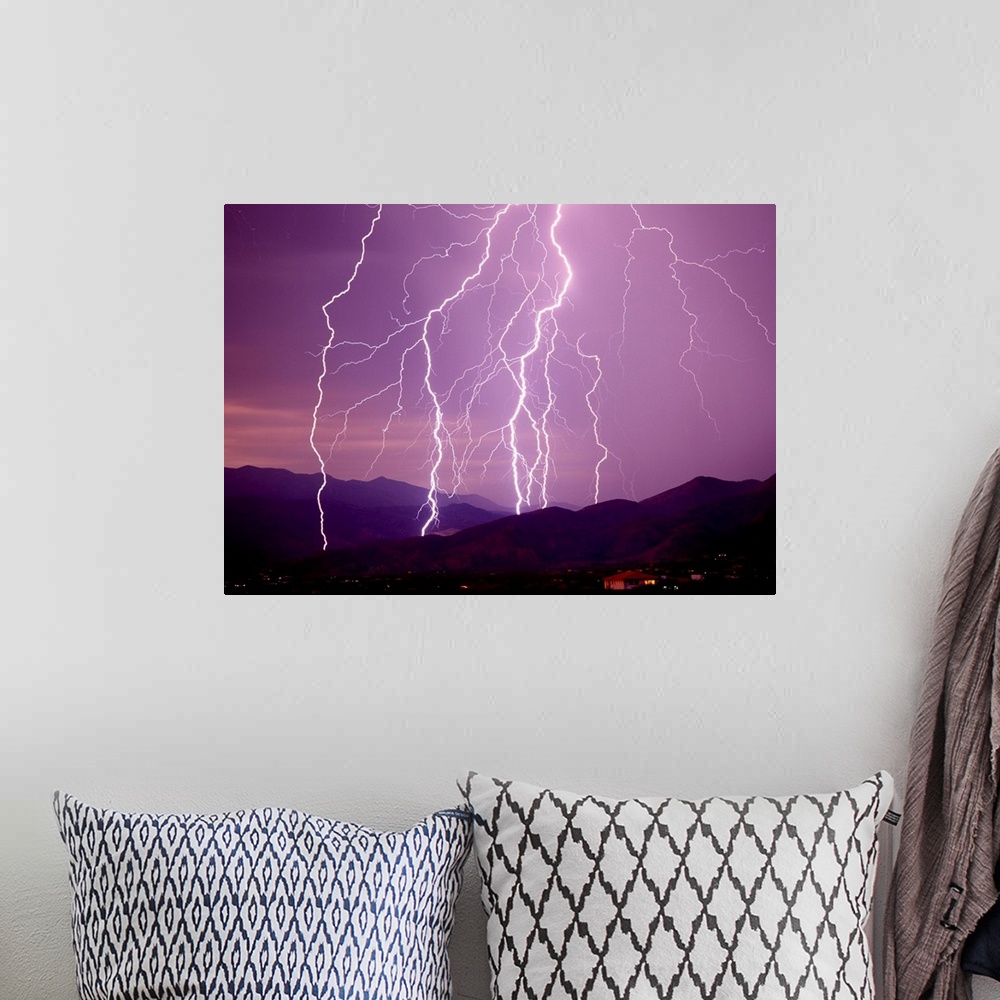 A bohemian room featuring Lightning Strikes In The Foothills Near Tucson