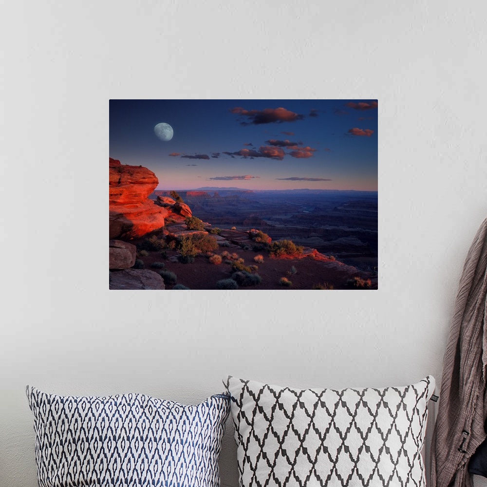 A bohemian room featuring Moon over Canyonlands National Park from Green River Overlook, Utah