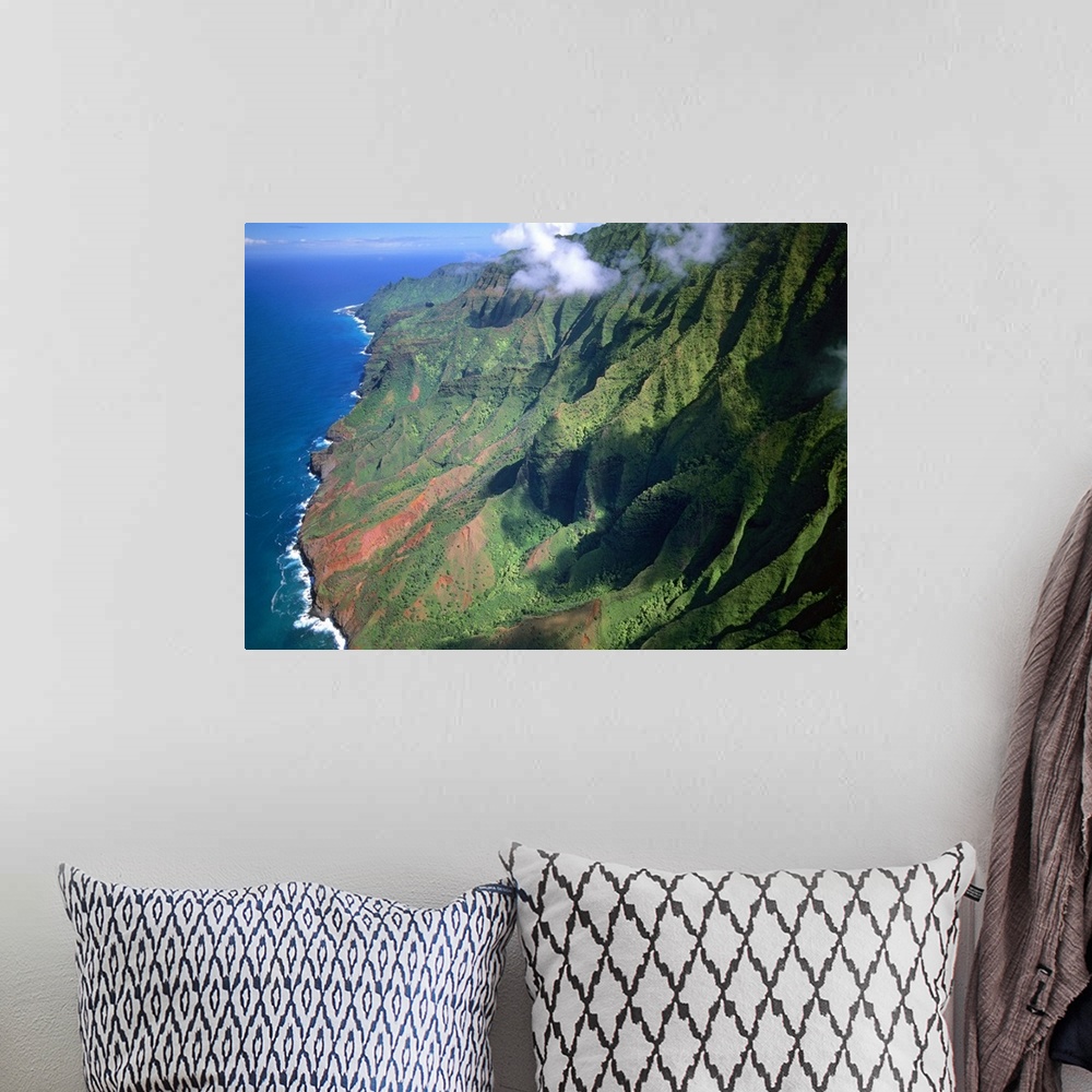 A bohemian room featuring Rugged cliffs along Na Pali Coast State Park, Kauai, Hawaii