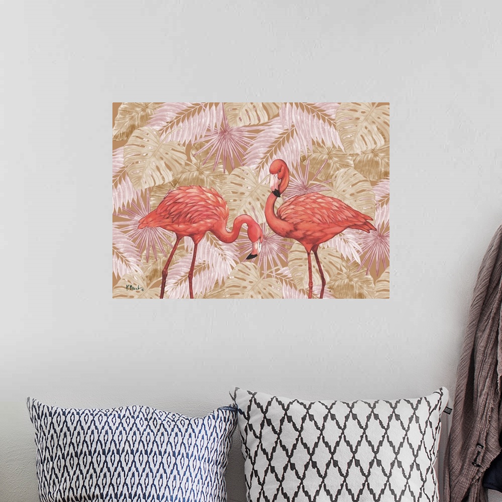 A bohemian room featuring Flamingos.