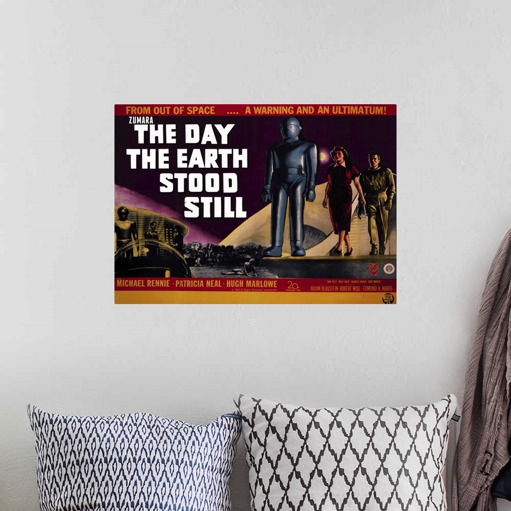 A bohemian room featuring The Day The Earth Stood Still 2 Sci Fi Movie Poster