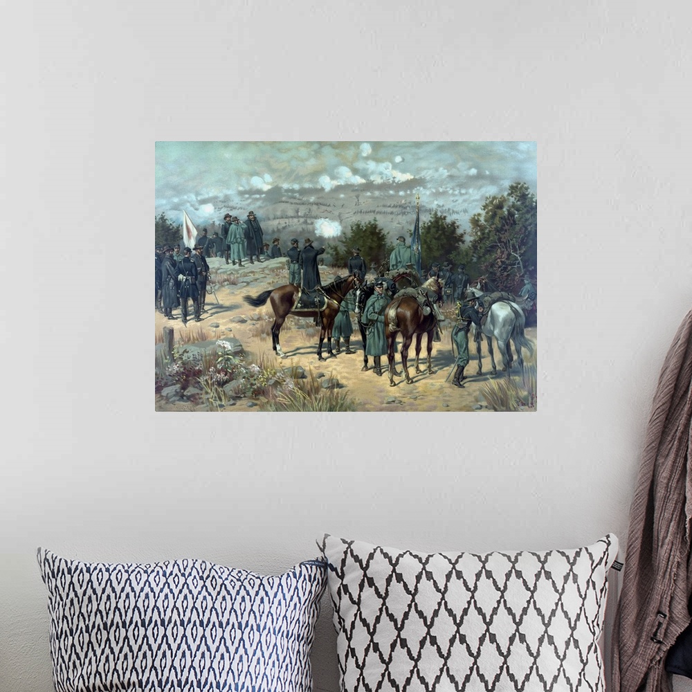 A bohemian room featuring Vintage Civil War poster of the Battle of Missionary Ridge.