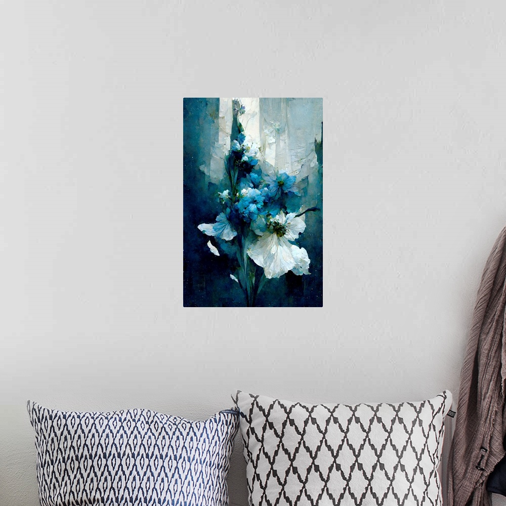 A bohemian room featuring Blue Flower Bouquet