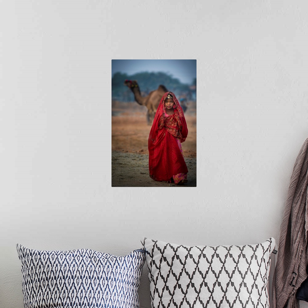 A bohemian room featuring Nomad Girl In Red Dress