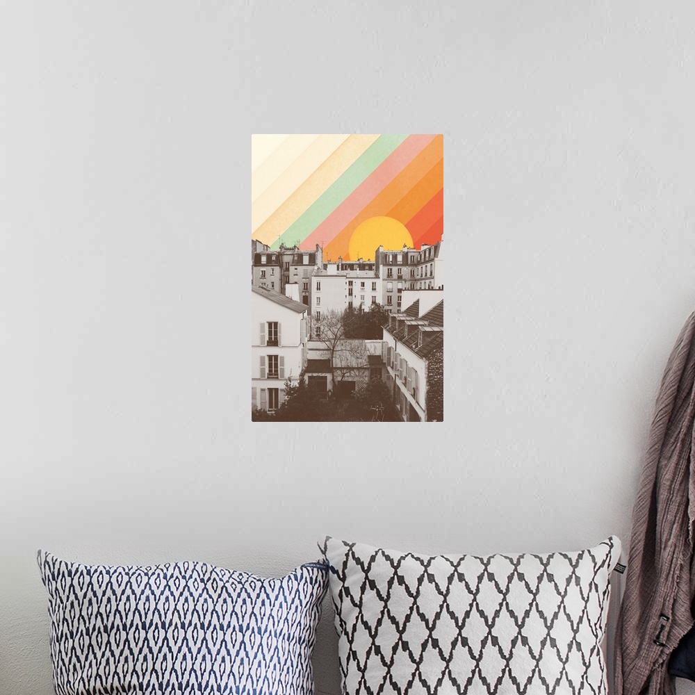 A bohemian room featuring Rainbow Sky Above Paris