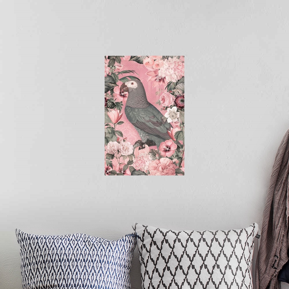 A bohemian room featuring The Parrots Paradise Garden Pastel Pink
