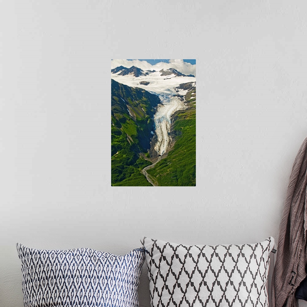 A bohemian room featuring A hanging offshoot of Yalik Glacier in Kenai Fjords National Park on the Kenai Peninsula in south...