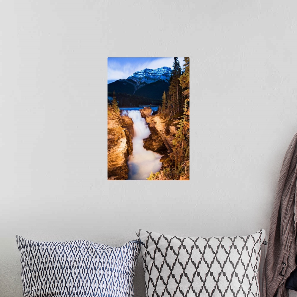 A bohemian room featuring Athabasca Falls And Mount Kerkeslin At Dusk, Alberta, Canada