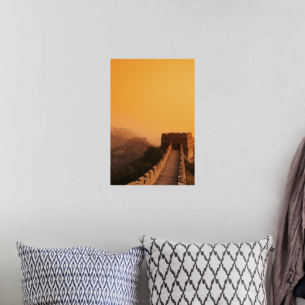 A bohemian room featuring China, Mu Tian Yu, The Great Wall Of China, Bright Orange Misty Sky