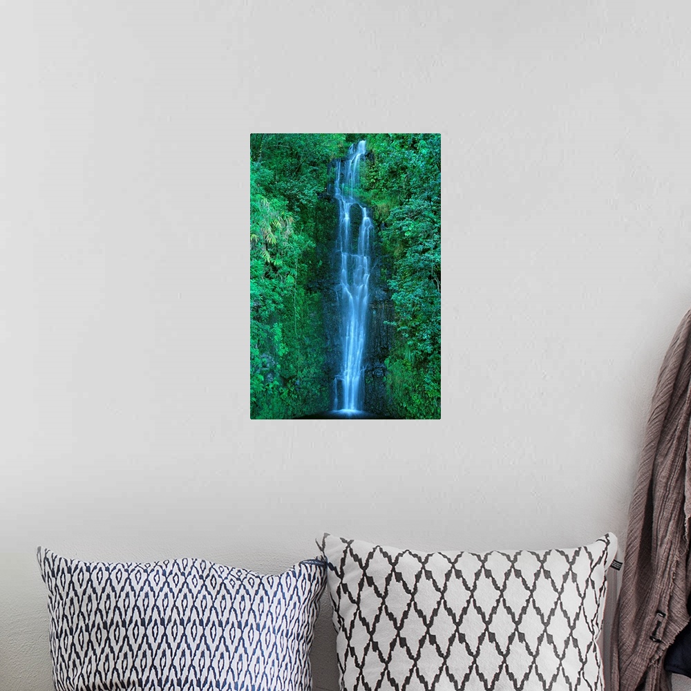 A bohemian room featuring Hawaii, Close-Up Of Waterfall On Mountain Side, Green Foliage