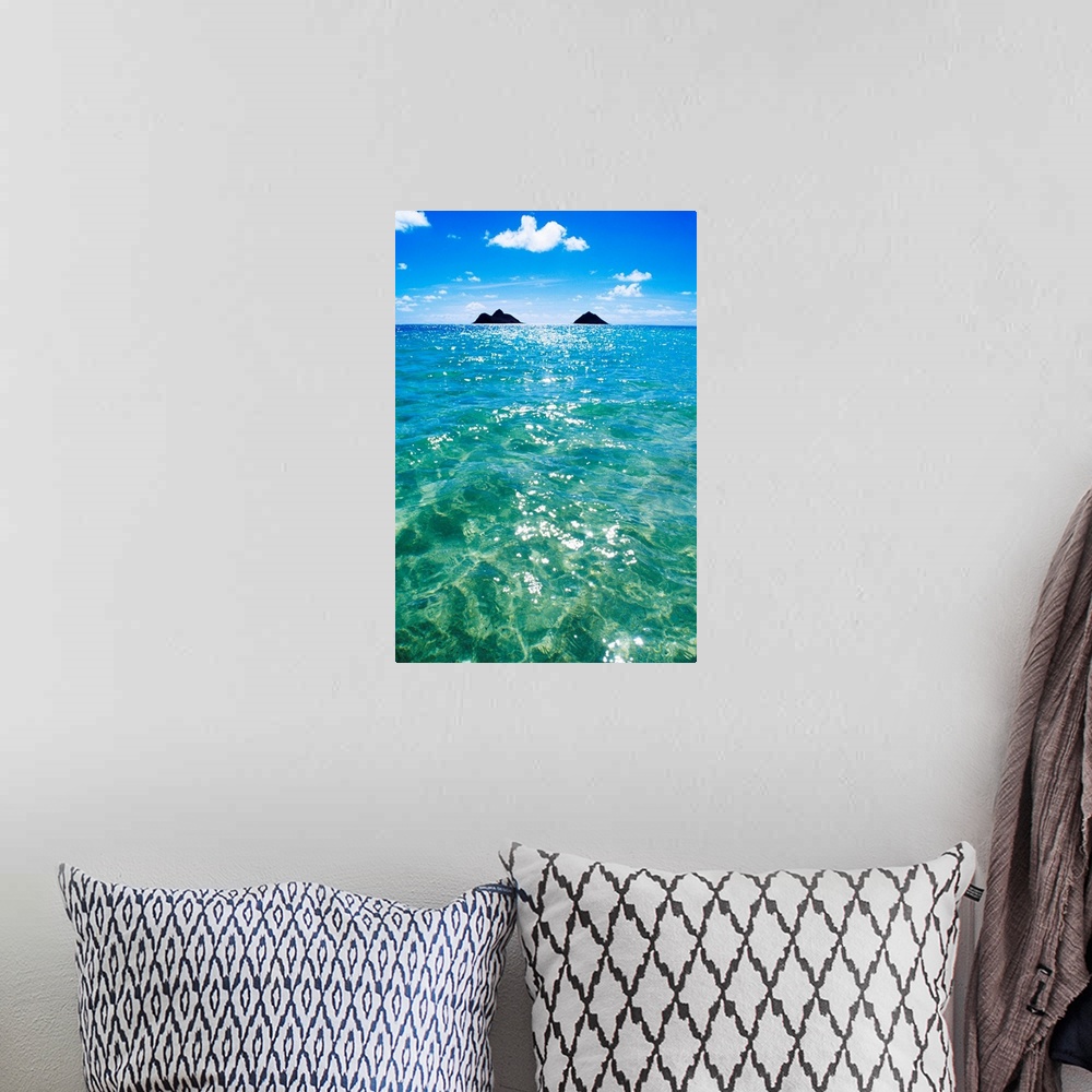 A bohemian room featuring Hawaii, Oahu, Lanikai Beach, View Of Water, Sky, Clouds And Moku
