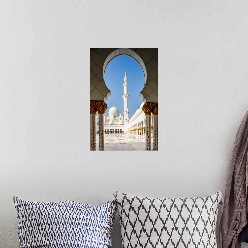A bohemian room featuring Sheikh Zayed Grand Mosque. The biggest mosque in the UAE and considered one of the 10 largest mos...