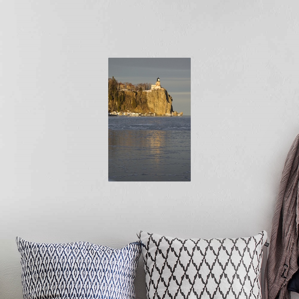 A bohemian room featuring Split Rock Lighthouse On Lake Superior In Winter; Minnesota