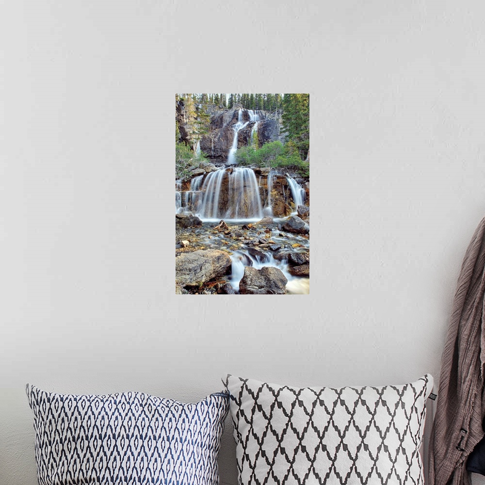 A bohemian room featuring Tangle Falls, Jasper National Park, Alberta, Canada