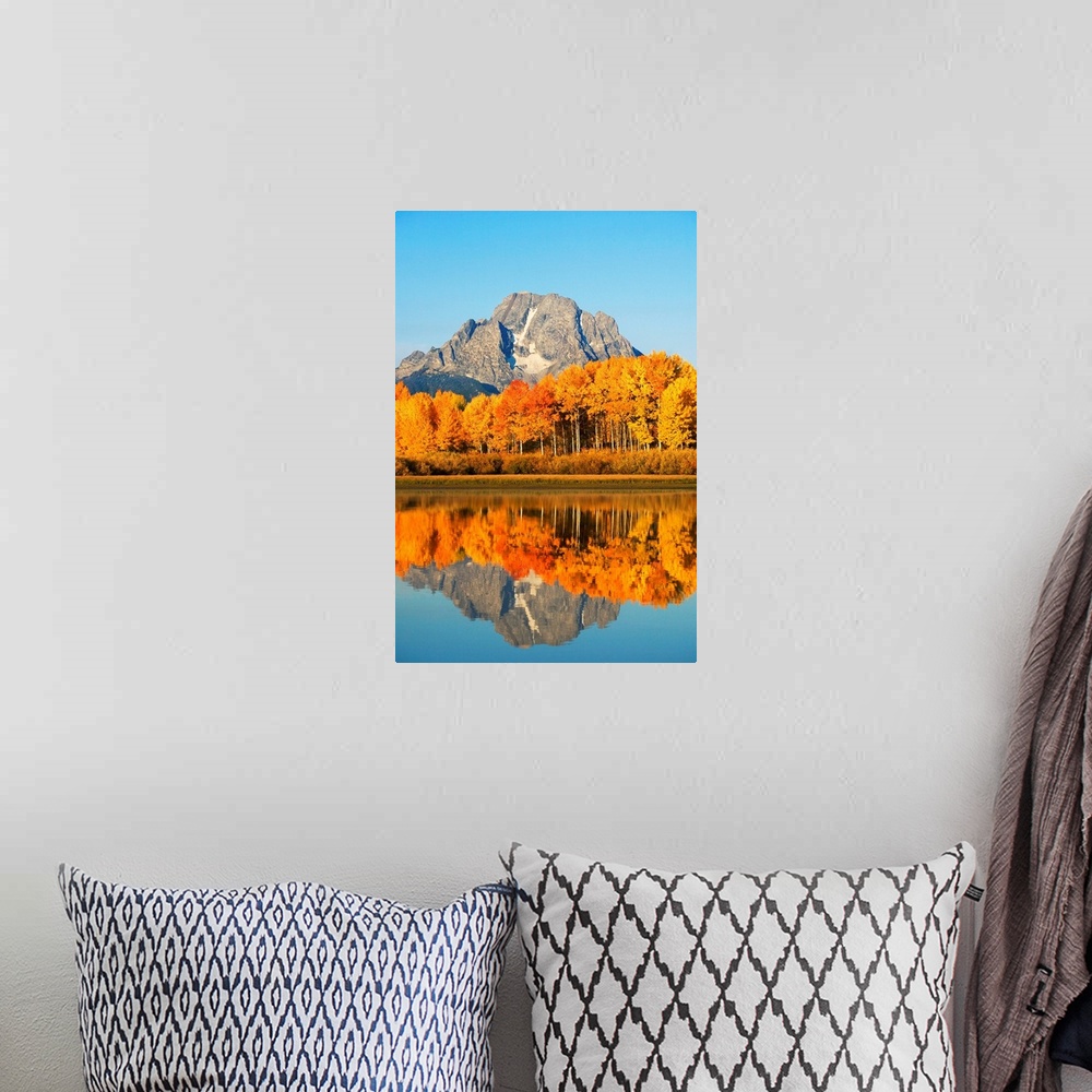 A bohemian room featuring Wyoming, Grand Teton National Park, Oxbow Bend On Snake River, Mount Moran In Distance
