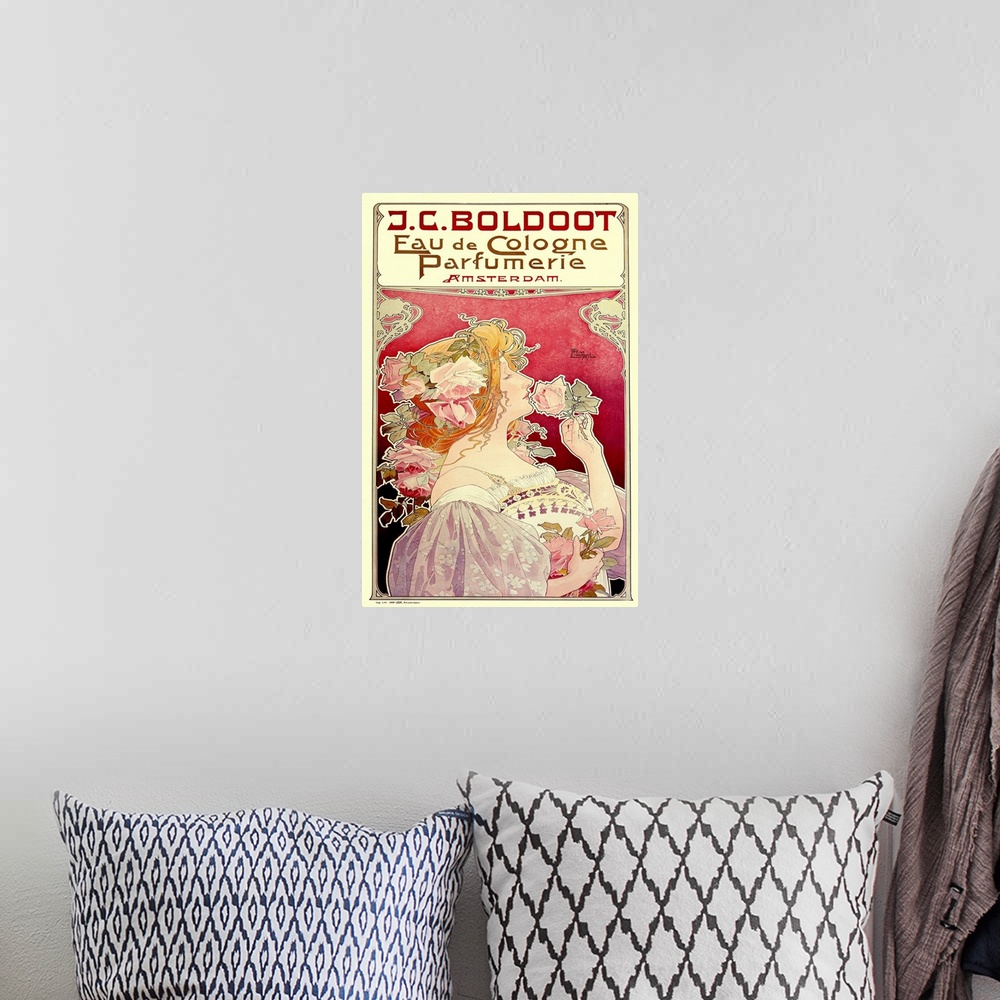 A bohemian room featuring Boldoot Cologne Perfume Vintage Advertising Poster