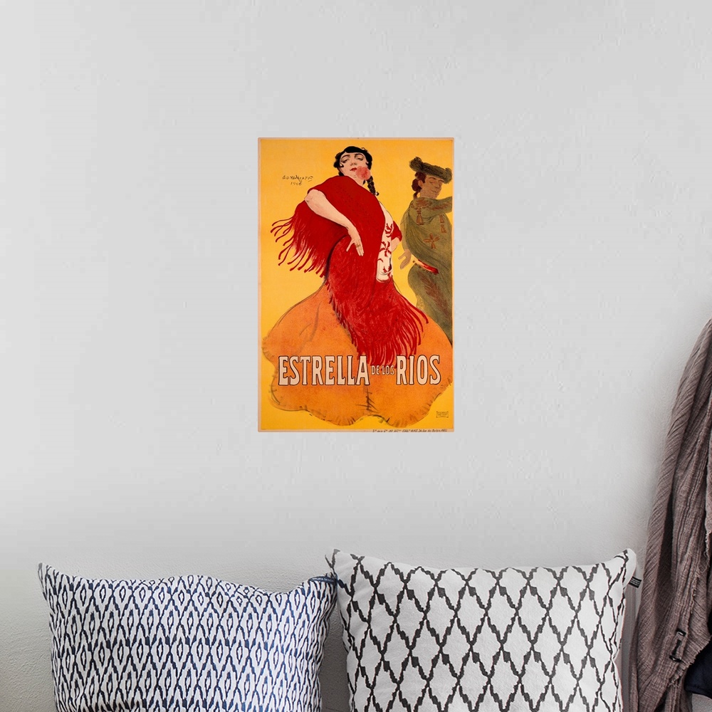A bohemian room featuring Estrella, Vintage Poster, by Widhopff