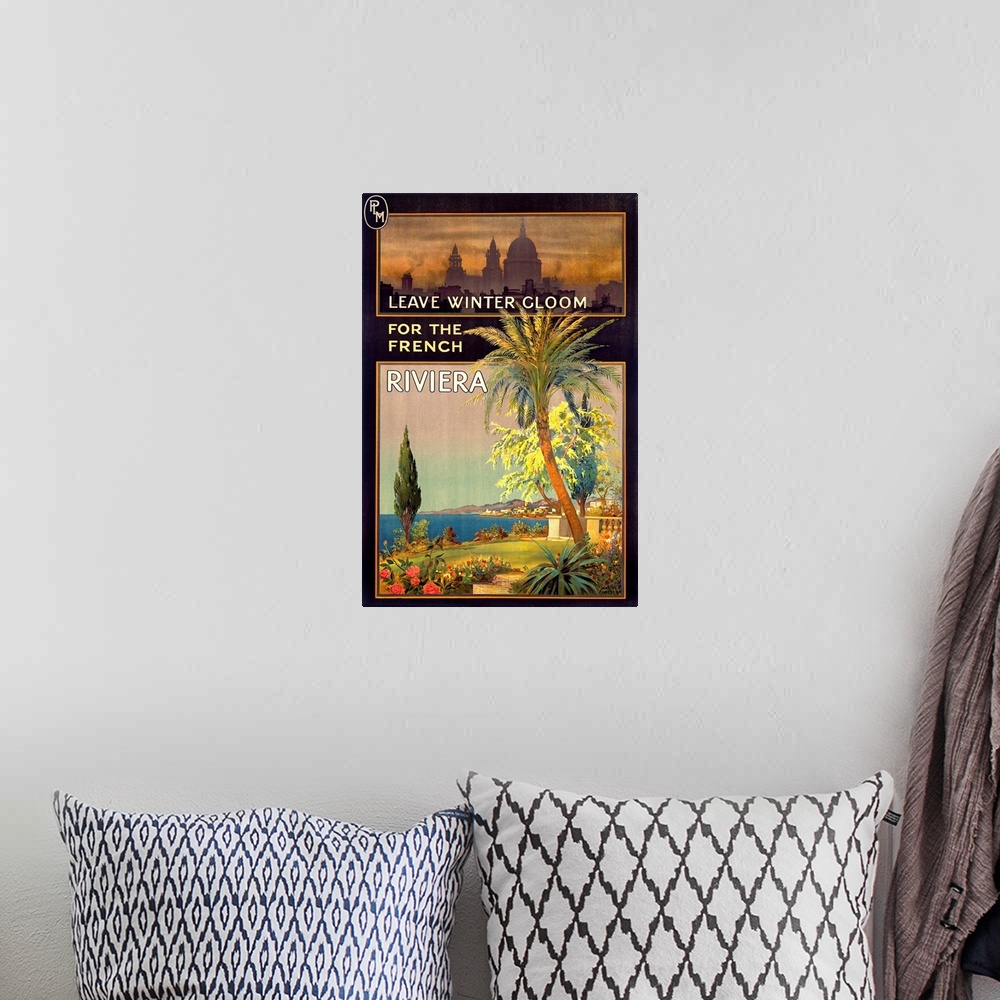 A bohemian room featuring This vertical travel poster contrasts a dreary and polluted city with the colorful clear air of t...