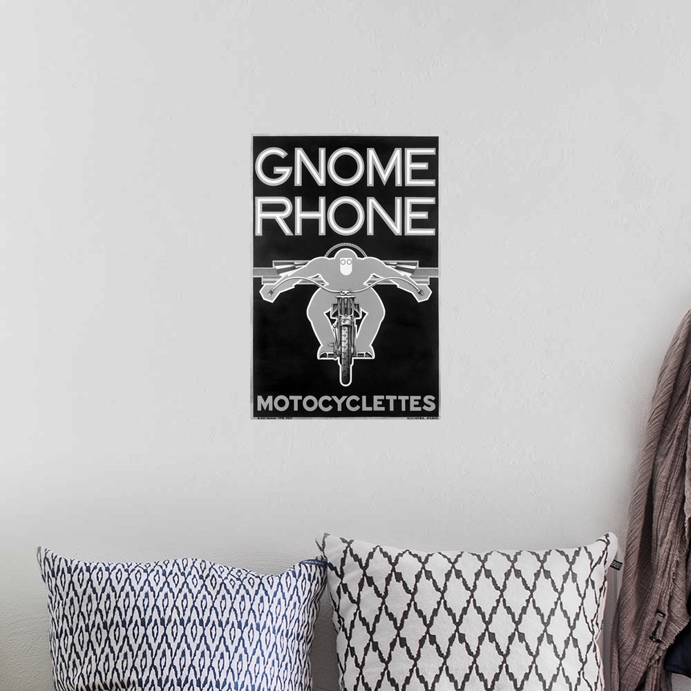 A bohemian room featuring Gnome Rhone, Motocyclettes, Vintage Poster