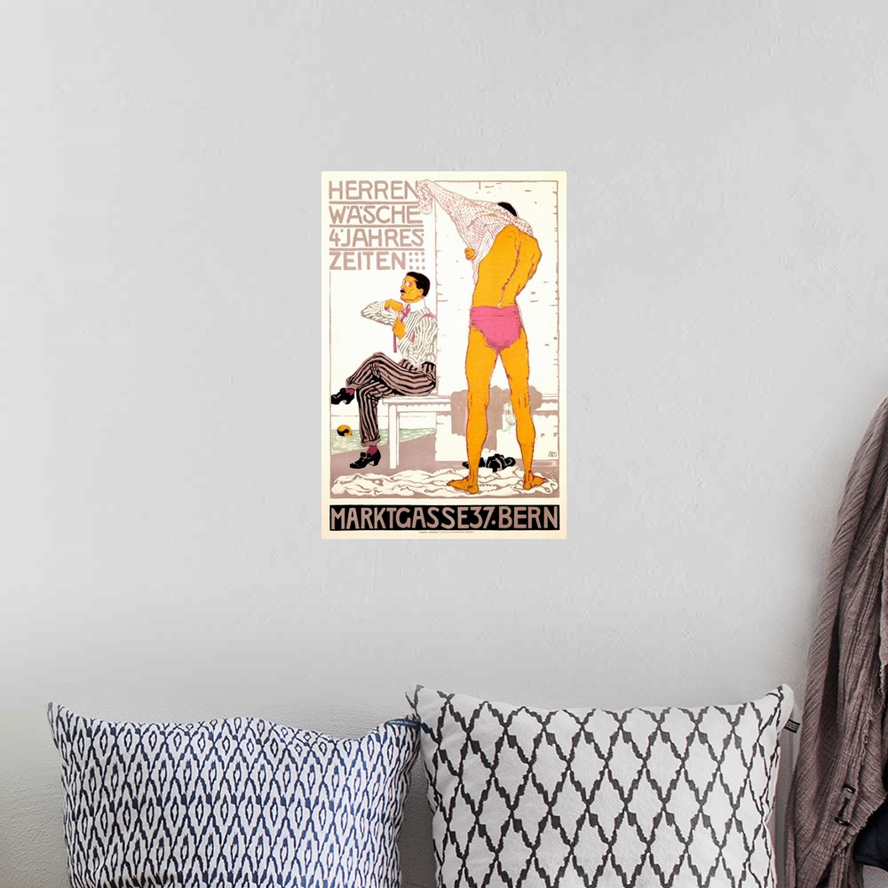 A bohemian room featuring Herrenwasche, 4 Jahreszeiten, Vintage Poster, by Burkhard Mangold