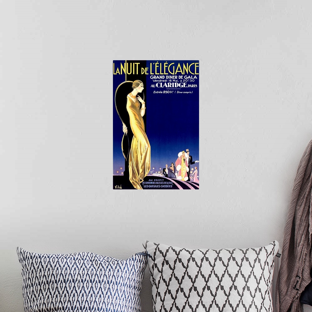 A bohemian room featuring La Nuit de LElegance, Vintage Poster, by Emilio Vila