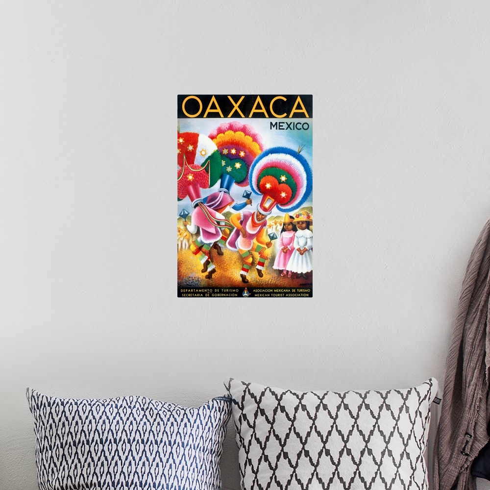 A bohemian room featuring Oaxaca, Mexico, Vintage Poster