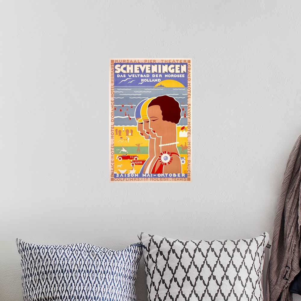 A bohemian room featuring Scheveningen, Vintage Poster, by Louis Christian Kalff