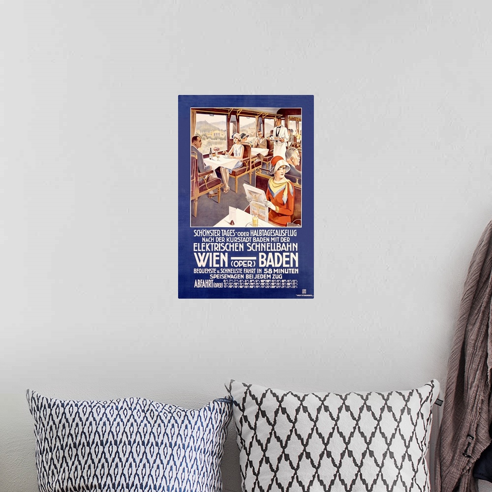 A bohemian room featuring Wien Baden, Vintage Poster, by Stieborsky