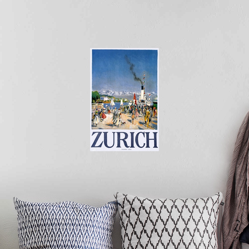 A bohemian room featuring Zurich, Vintage Poster, by Otto Baumberger