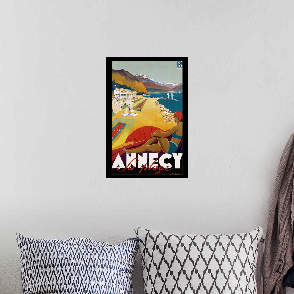 A bohemian room featuring Annecy - Vintage Travel Advertisement