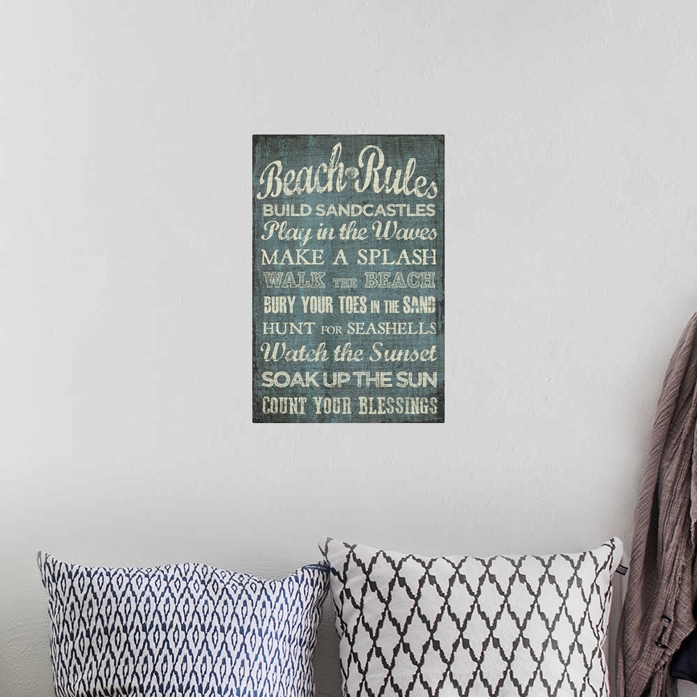 A bohemian room featuring Beach Rules