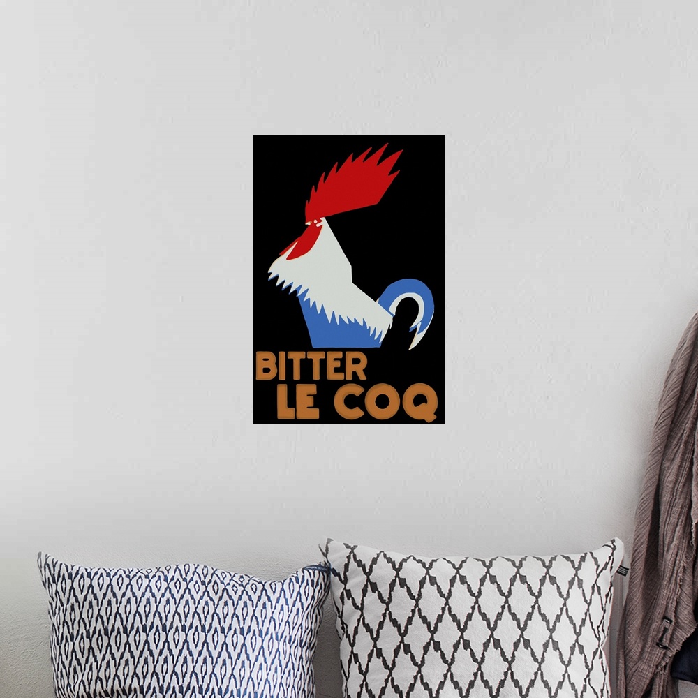 A bohemian room featuring Bitter le Coq - Vintage Liquor Advertisement