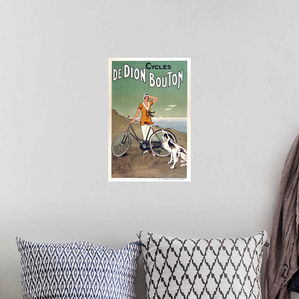 A bohemian room featuring Cycles De Dion Bouton - Vintage Bicycle Advertisement