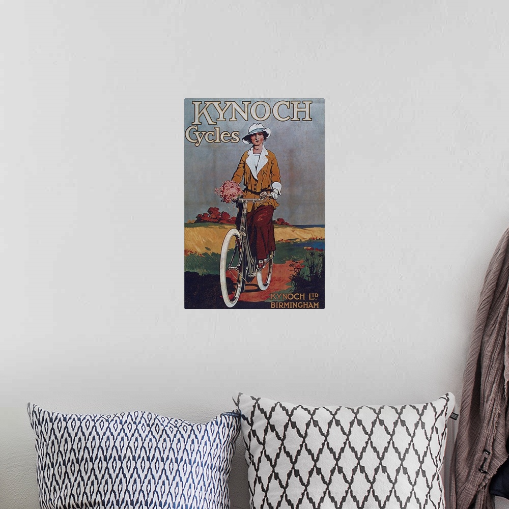 A bohemian room featuring Kynoch Cycles - Vintage Bicycle Advertisement
