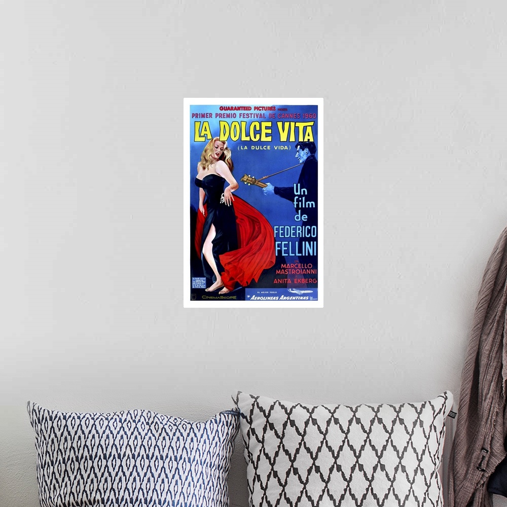 A bohemian room featuring Movie Poster: La Dolce Vita