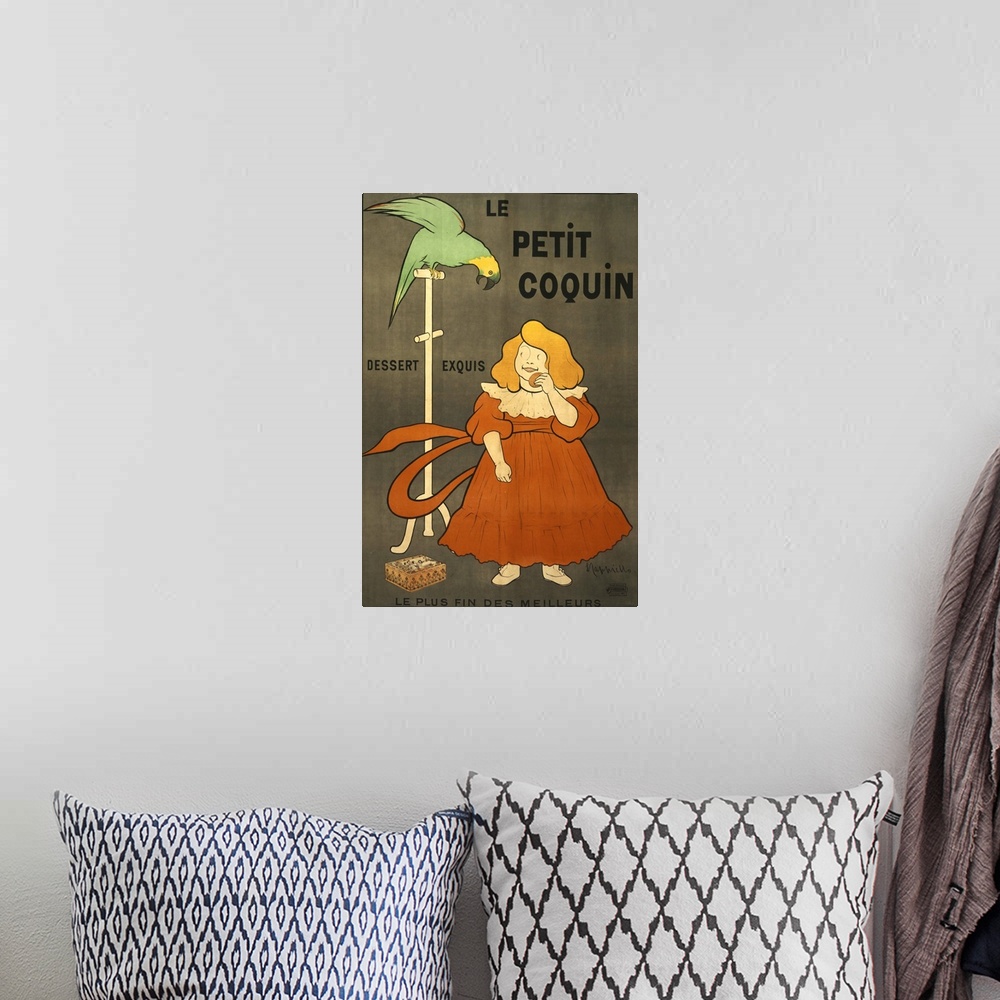 A bohemian room featuring Le Petit Coquin - Vintage Biscuit Advertisement