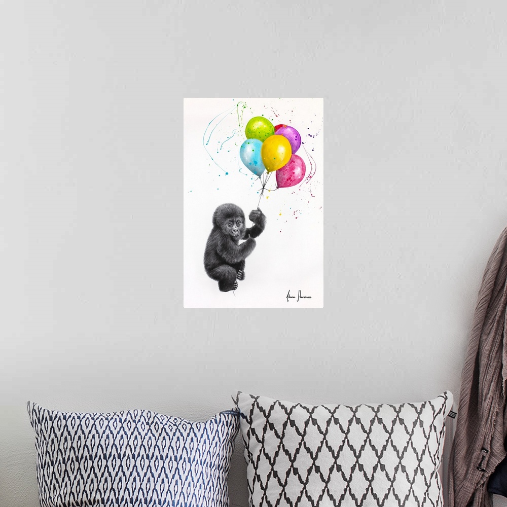 A bohemian room featuring Baby Gorilla And The Balloons