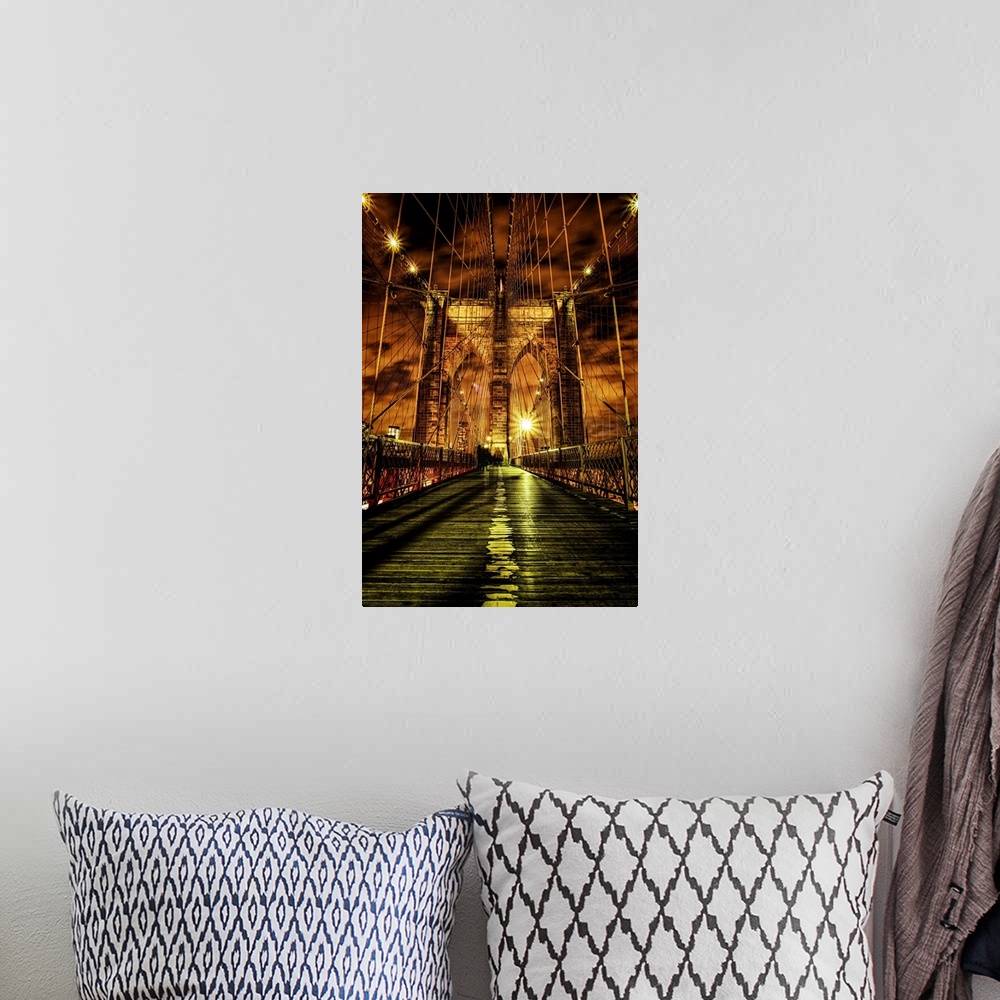 A bohemian room featuring Brooklyn Bridge At Night