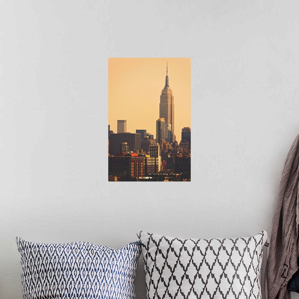 A bohemian room featuring Empire State Building