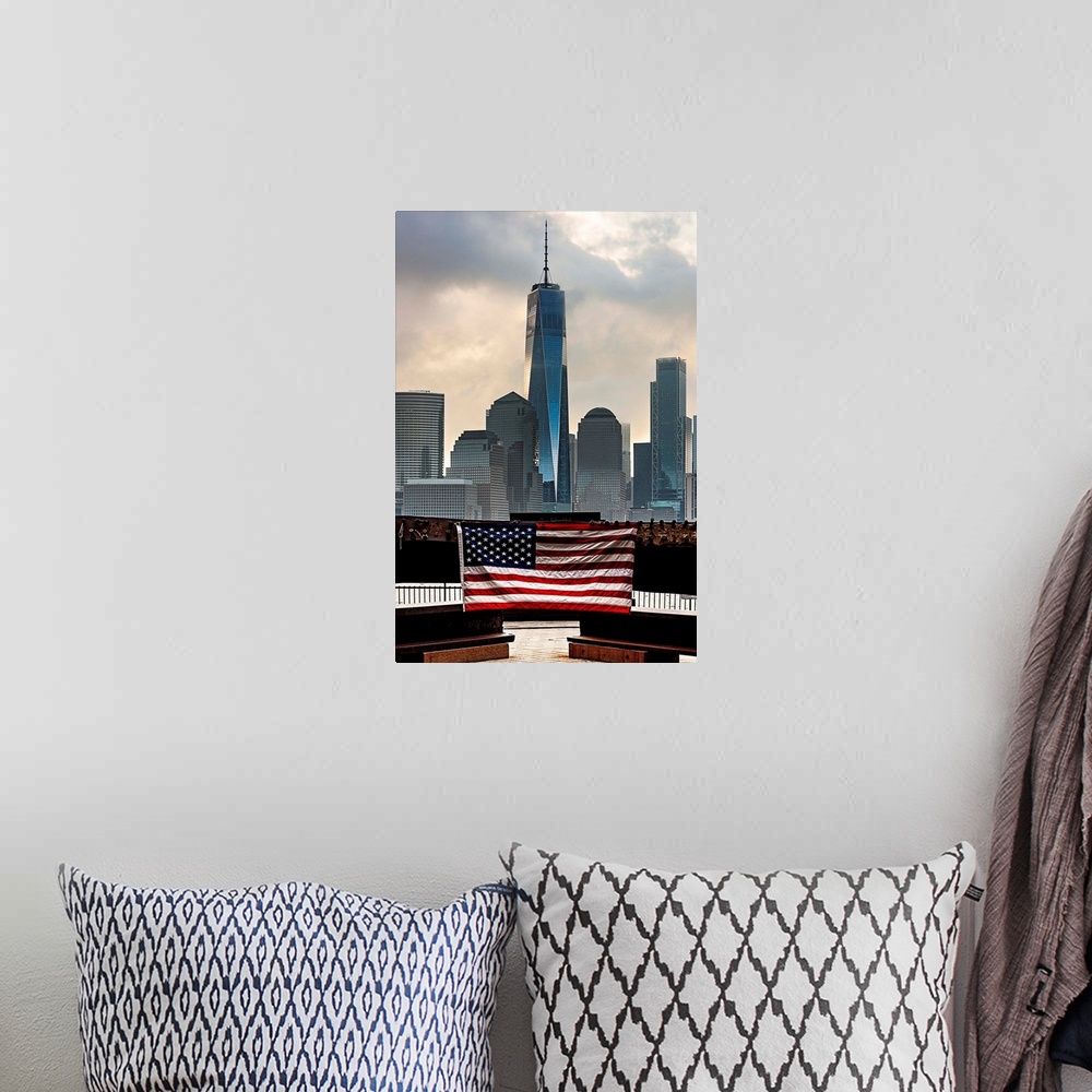 A bohemian room featuring Freedom Tower And The Flag