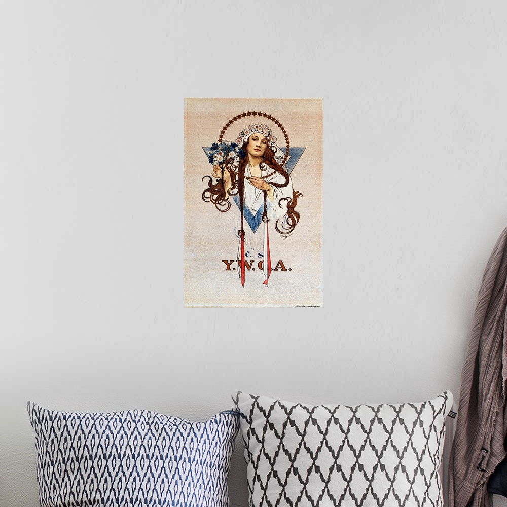 A bohemian room featuring Czechoslovak YWCA Poster For The Young Women's Christian Association YWCA In Czechoslovakia Litho...