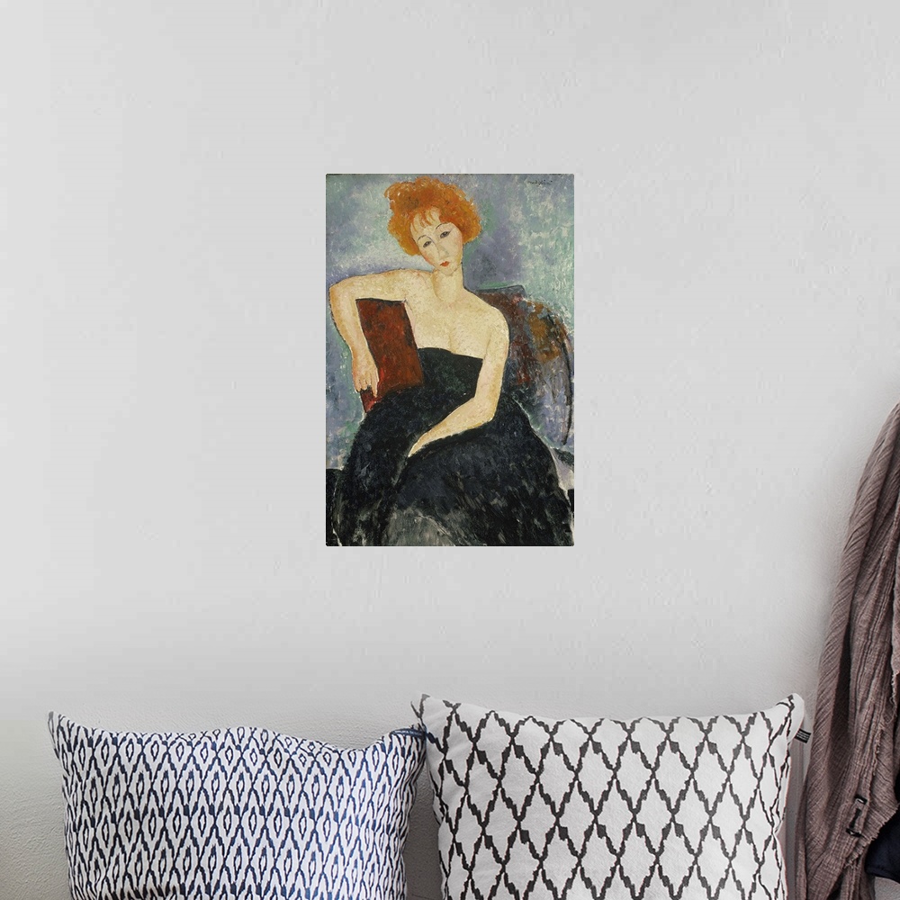 A bohemian room featuring Redheaded Girl In Evening Dress, 1918 (Originally oil on canvas)