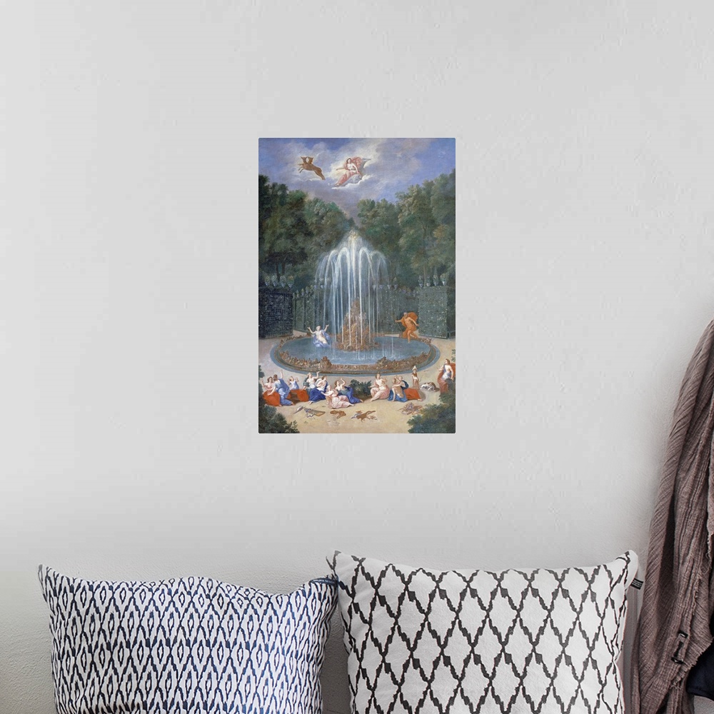 A bohemian room featuring The Groves of Versailles. View of the Star or Mountain of Water with Alph