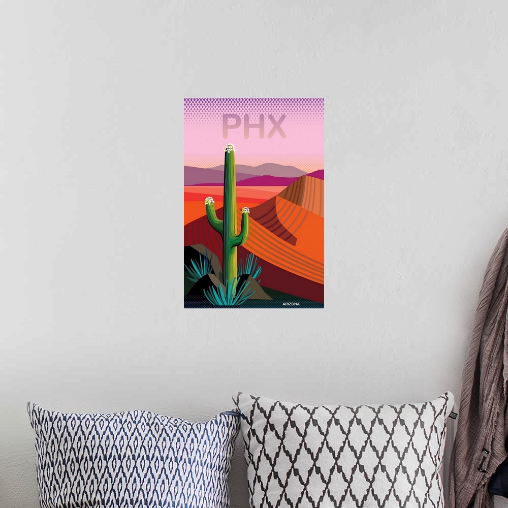 A bohemian room featuring Phoenix Travel Poster II
