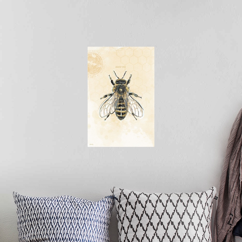 A bohemian room featuring The classic bee is highlighted here to bring nature indoors