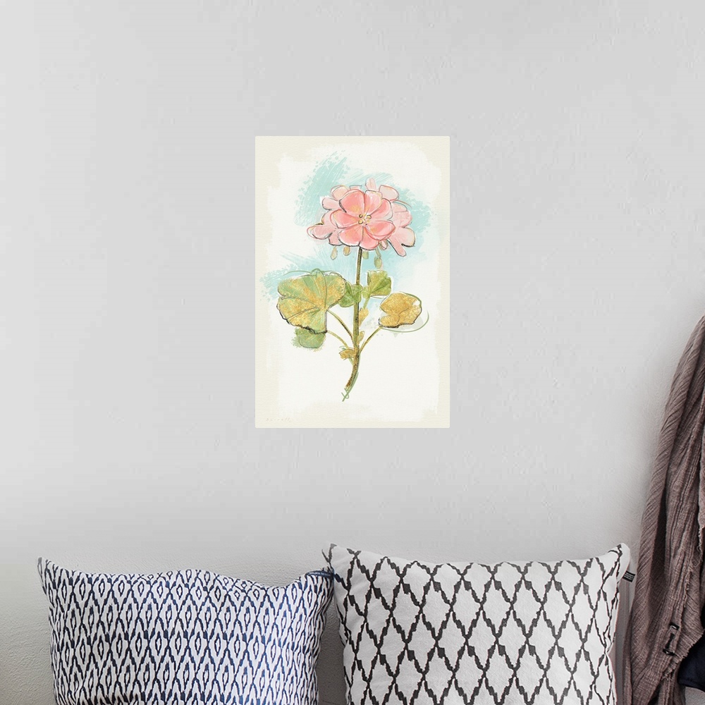 A bohemian room featuring A tasteful classic floral image for any decor.