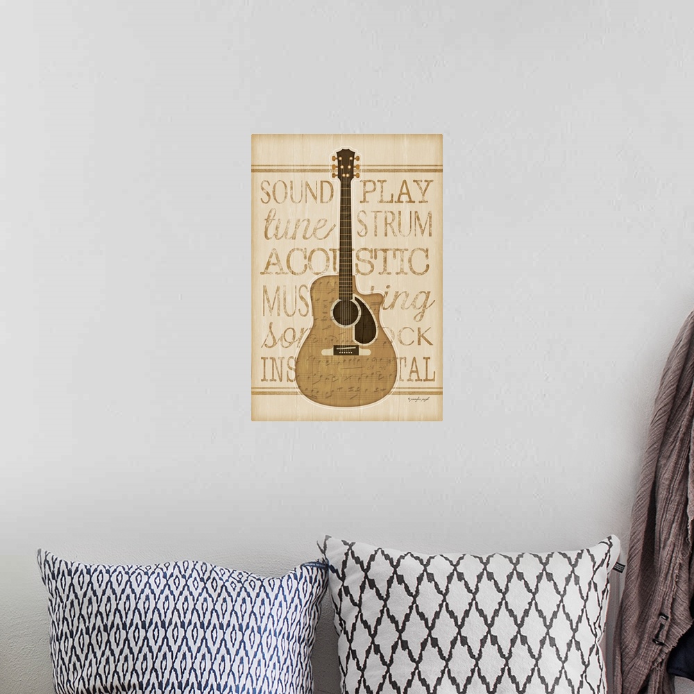 A bohemian room featuring Music Guitar