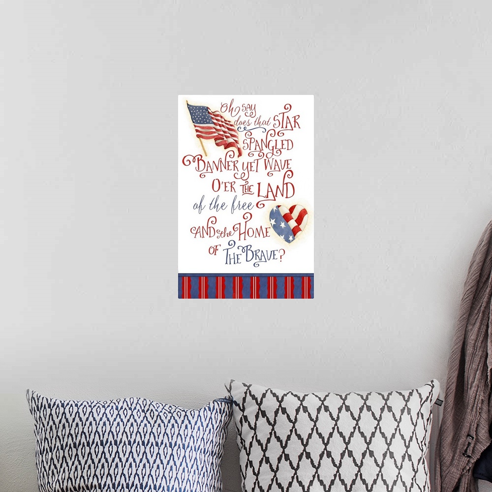 A bohemian room featuring A tribute to our national anthem and patriotic spirit!