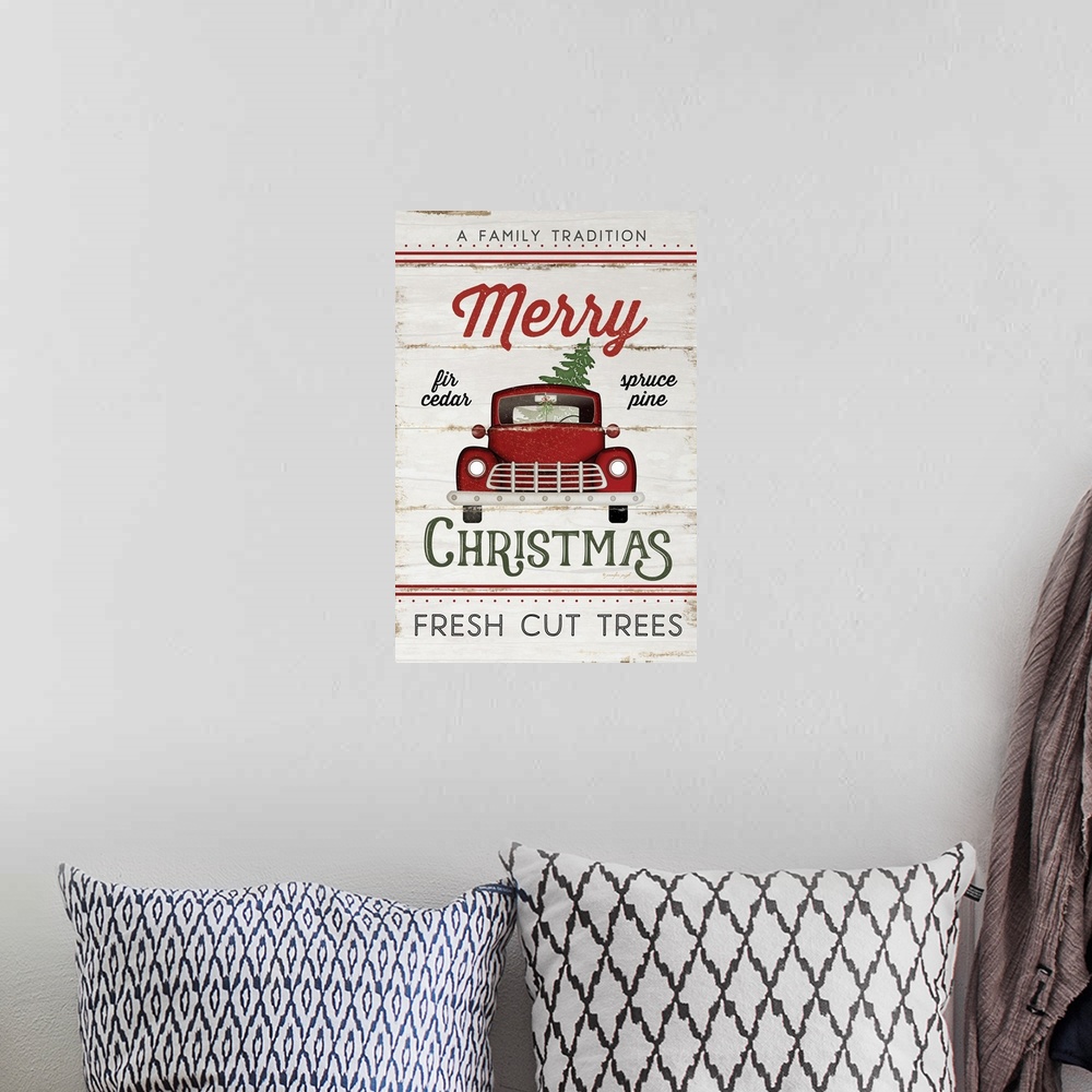 A bohemian room featuring Vintage Truck Merry Christmas